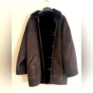 VINTAGE Burberry 100% sheepskin coat brown Men’s L